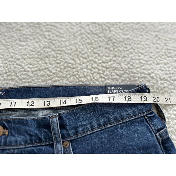 J. Crew Mid Rise Flare Crop Button Fly Dark Wash Signature Stretch Jeans Sz 34 - Picture 10 of 13